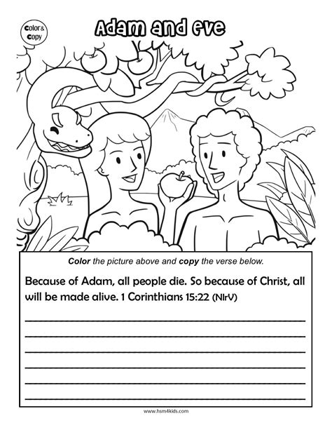 Adam And Eve Activity Sheets For Kids