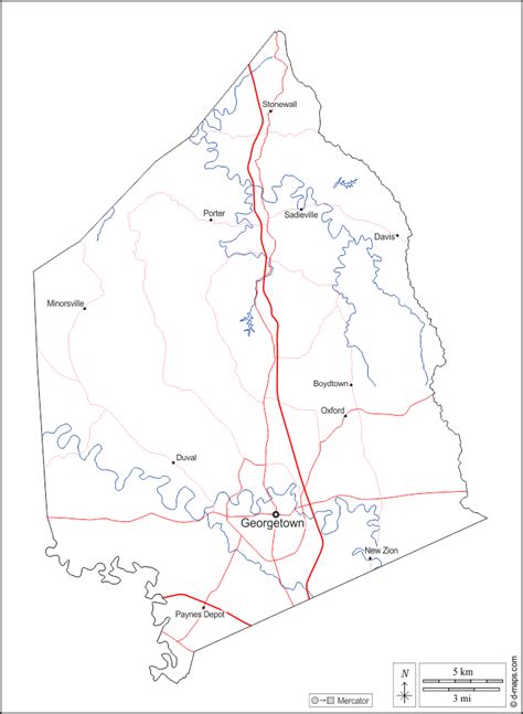 Scott County free map, free blank map, free outline map, free base map outline, hydrography ...