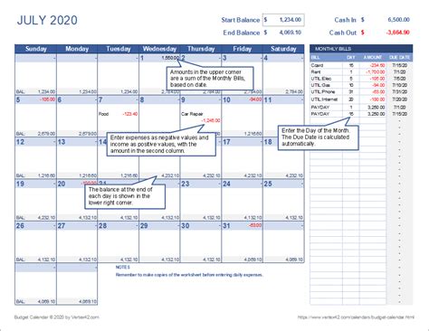 Budget calendar planner - imaatila