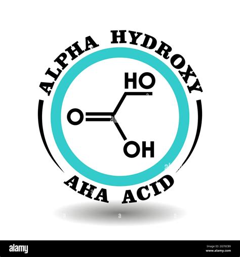 Circle vector icon Alpha Hydroxy Acid with chemical formula of AHA symbol for packaging signs of ...