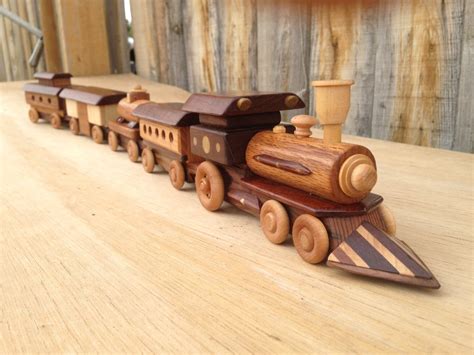 Wooden Toy Train with Locomotive Steam Engine 5 pc.Set