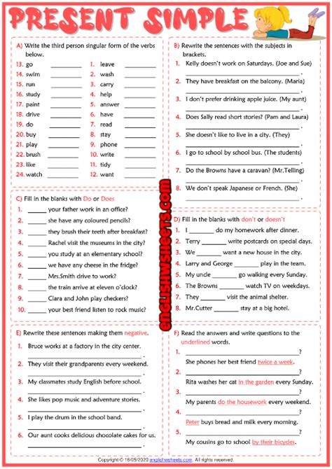 Simple Present Tense Exercises - Benytr