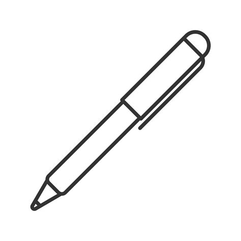 Ball pen linear icon. Thin line illustration. Ballpoint pen. Contour symbol. Vector isolated ...