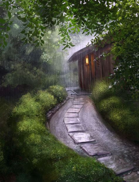 Rainy day - digital painting | Digital painting, Nature aesthetic ...