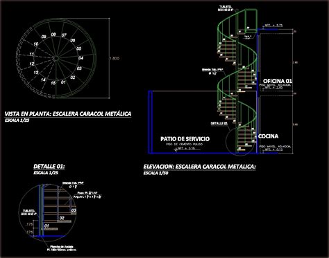 Metal Spiral Staircase Development D = 180 DWG Block for AutoCAD ...