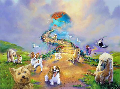 All Dogs Go To Heaven Soft Sky - Diamond Painting Kit 18" x 24" (45cm x 60cm) Round | Rainbow ...