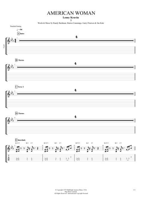 American Woman Tab by Lenny Kravitz (Guitar Pro) - Full Score | mySongBook