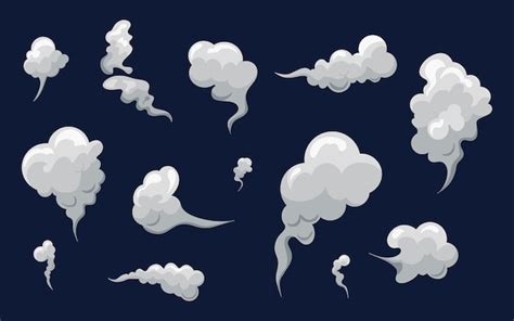 Premium Vector | Smoke smell clouds in cartoon white fog isolated ...