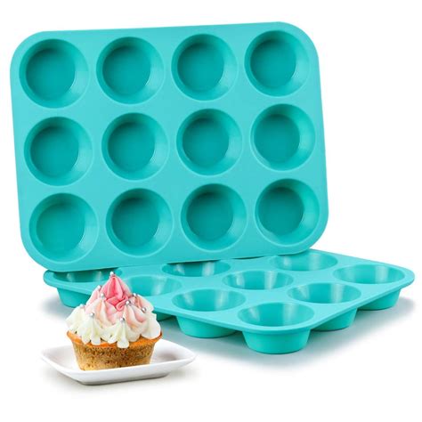 Silicone Muffin Pan Set - Cupcake Pans 12 Cups Silicone Baking Molds ...