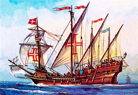 Portuguese caravel, sailing ship of the Age of Discovery, 15th … stock image | Look and Learn