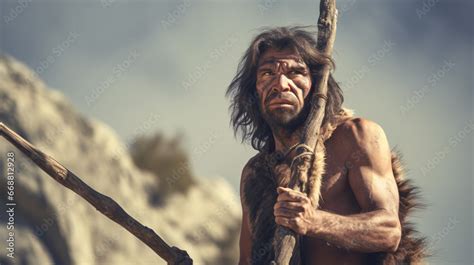 Paleolithic Homo Sapiens used spears to understand Evolution. Stock Photo | Adobe Stock