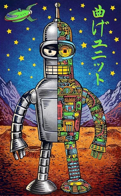 Bender, Futurama | Arte simpsons, Papeis de parede psicodelicos, Futurama