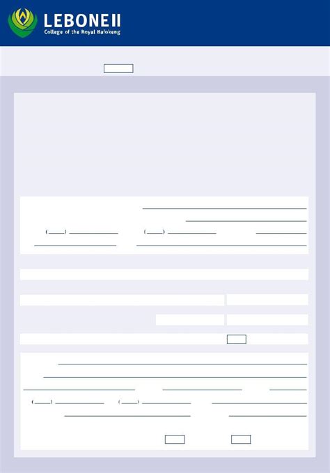 Lebone College Application PDF Form - FormsPal