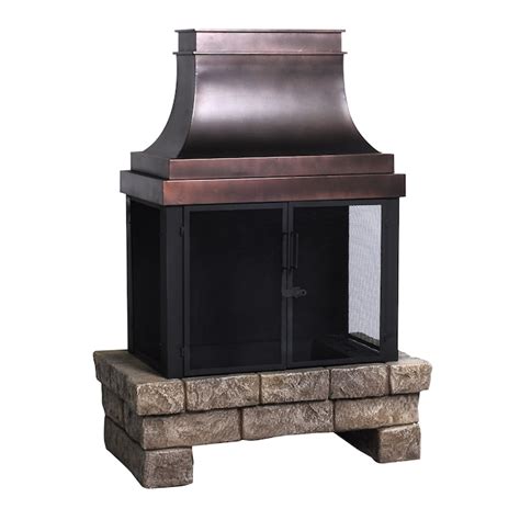 allen + roth Stone Base/Bronze Rub Top Composite Outdoor Wood-Burning Fireplace in the Outdoor ...