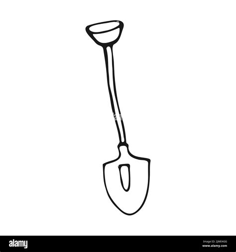 Hand drawn shovel in doodle style. Gardening tools isolated on white background. Vector ...
