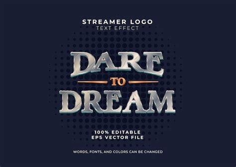 Premium Vector | Dare to dream text effect