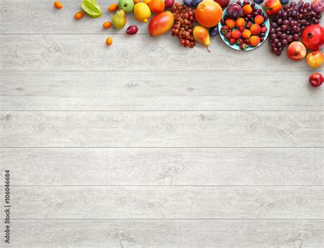 Healthy food background. Studio photo of different fruits on white ...