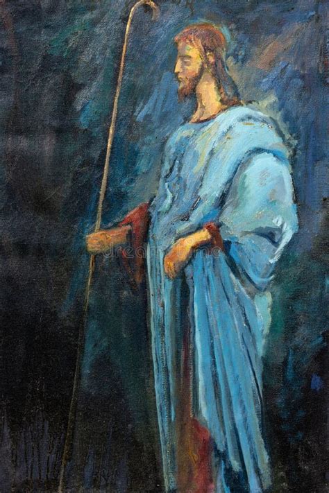 Jesus As the Good Shepherd Oil Painting Stock Illustration ...