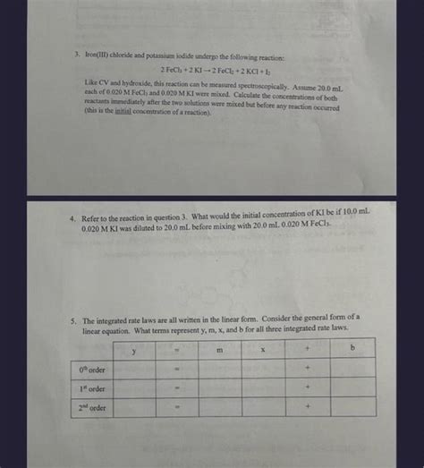 3. Iron(III) chloride and potassium iodide undergo | Chegg.com