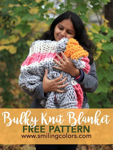 Colorful Bulky Knit Blanket | AllFreeKnitting.com