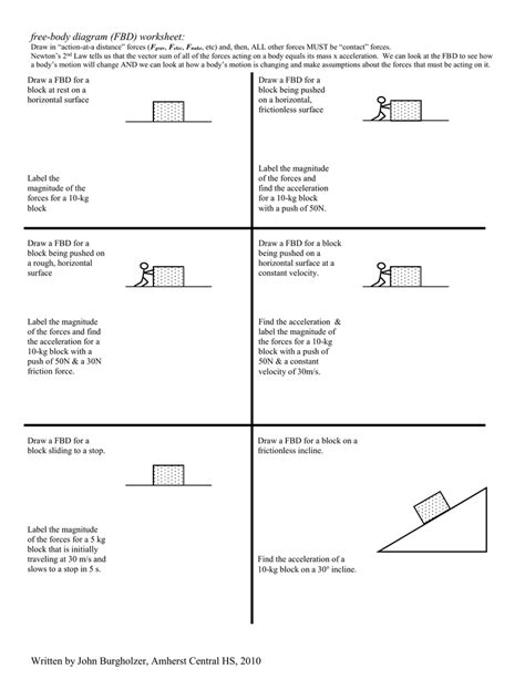 Free Body Diagram Worksheet Pdf