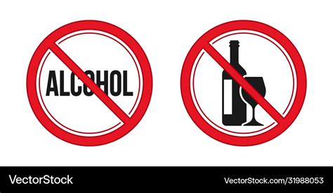 No alcohol sign red prohibition signs image Vector Image