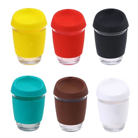 1 Pc Glass Coffee Mug Travel Coffee Cup With BPA Free Silicone Lid and Sleeve For Water Coffee ...