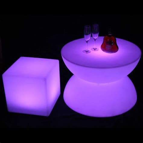 led glowing table / led tv stand furniture/ led pub table SK LF16B (D66*H44cm) free shipping 1pc ...