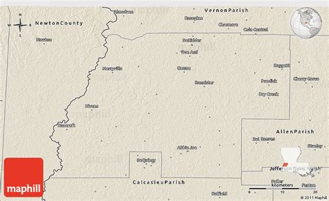 Shaded Relief 3D Map of Beauregard Parish