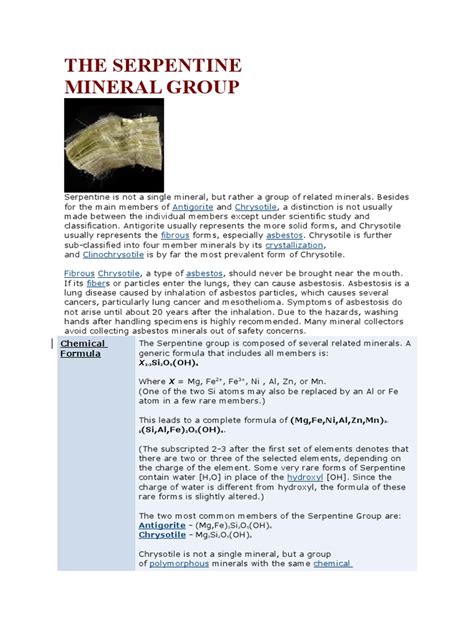 The Serpentine Mineral Group | PDF | Minerals | Asbestos