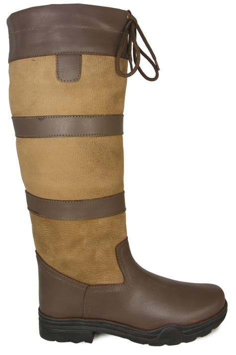 New Ladies Mens Winter Stable Leather Regular/Wide Wellington Country Boots 3-12 | eBay