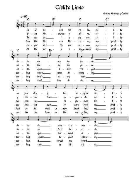 Cielito Lindo (Lead sheet with lyrics ) Sheet music for Piano (Solo ...