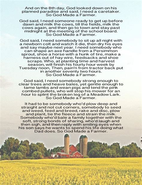 So God Made A Farmer Printable Poem