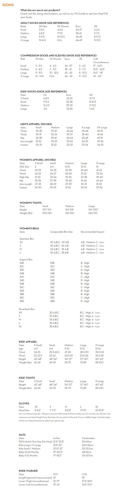 Smartwool Size Guide