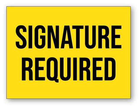 Signature Required Yellow - Shipping Label