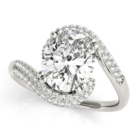 Bypass Style Oval Diamond Engagement Ring - 84649-10X8-WG