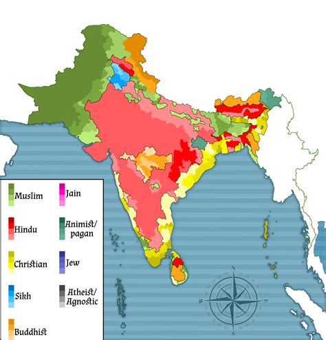 A more multi-religious India, map of The religions of India (2010) : r ...