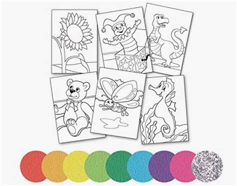 Artskills Glitter Sand Art Activity Kit for Kids / 6 Peel and Sprinkle Designs, 8 Sand Colors ...