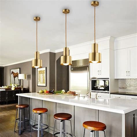 LukLoy Copper Pendant Light Dining Room Kitchen Island LED Brass ...