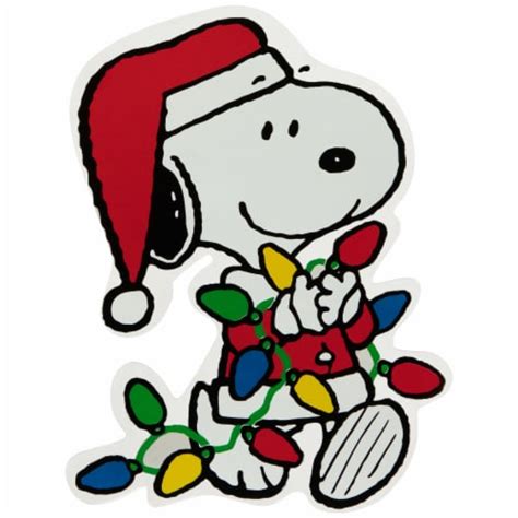 Northlight Peanuts Snoopy Gathers the Lights Double Sided Christmas Window Cling Decoration, 1 ...