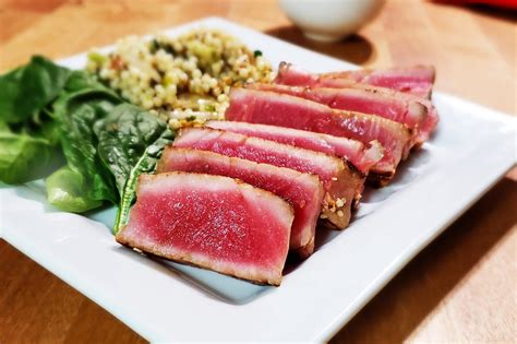 Seared Soy and Ginger Marinated Yellowfin Tuna | Santa Monica Seafood Market & Cafe in 2021 ...