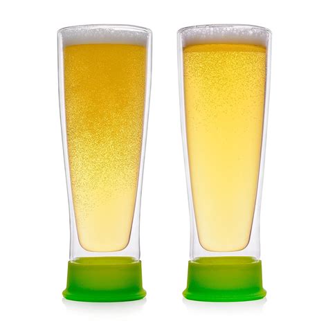 Epare Insulated Beer Drinking Glasses - 2 Double Wall Clear ...