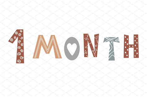 One month baby lettering in | Vector Graphics ~ Creative Market