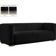 Rent to own Meridian Furniture Ravish Black Velvet Sofa | RTBShopper