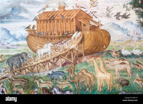 The Noah's Ark fresco, painten on the walls of San Maurizio al Monastero Maggiore church (Milan ...