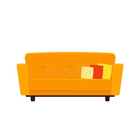 Vector Illustration of Yellow Couch with Pillows Stock Vector ...