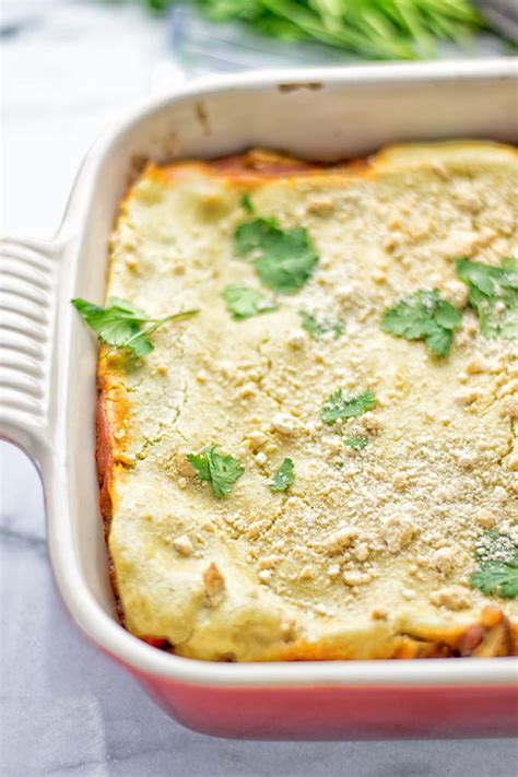 Enchilada Lasagna (vegan, gluten free) - Contentedness Cooking