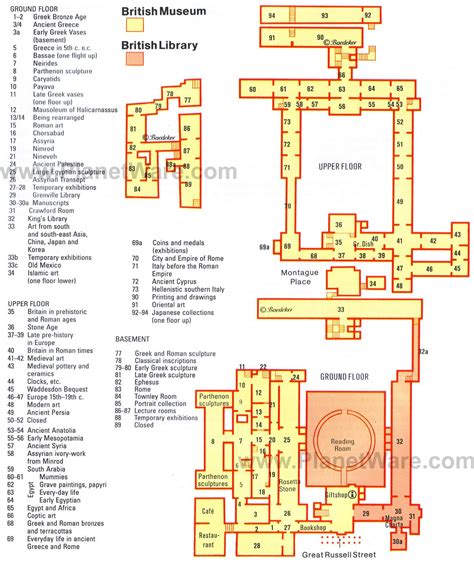 British Museum and British Library Map - Ground and Upper Floor (1200×1423) | British museum ...