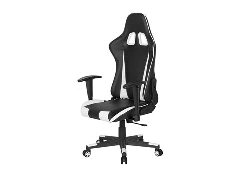 Faux Leather Reclining Office Chair Black with White GAMER | Beliani.co.uk