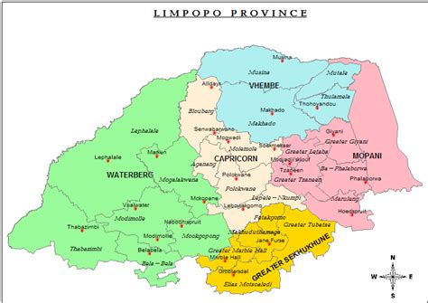 Map showing the health districts of Limpopo Province in 2009 | Download Scientific Diagram